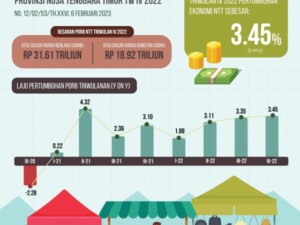BPS Sebut Pertumbuhan Ekonomi NTT Tahun 2022 Sebesar 3,05 Persen