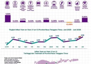Perkembangan IHK Provinsi NTT Juni 2026, Inflasi Tertinggi di Kota Kupang dan Terendah di Kab.TTS