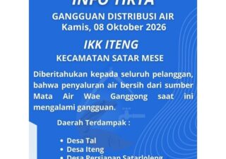 Perbaikan Pipa Transmisi, Pelayanan Air Minum Bersih untuk 2 Kecamatan di Manggarai Tersendat